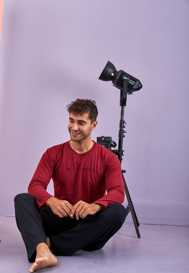 Pijama Bărbați Mâneci Lungi, Pantaloni Lungi, Bordo, Mivimal