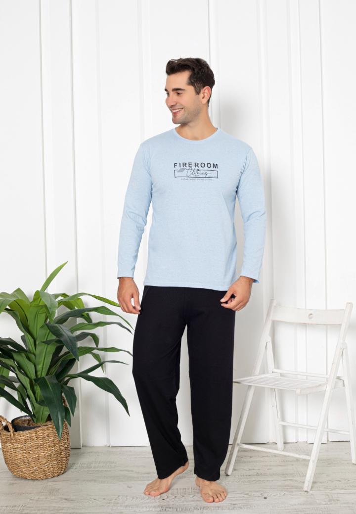 Pijama Bărbați Mâneci Lungi, Pantaloni Lungi, Fireroom