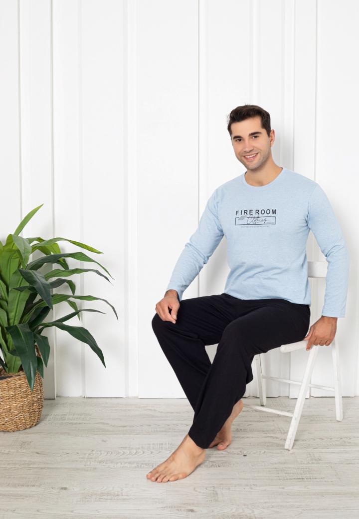 Pijama Bărbați Mâneci Lungi, Pantaloni Lungi, Fireroom