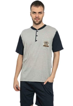 Pijama Bărbați – Mânecă Scurtă și Pantaloni Scurți ,Gri