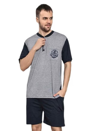 Pijama Bărbați – Mânecă Scurtă și Pantaloni Scurți ,Gri