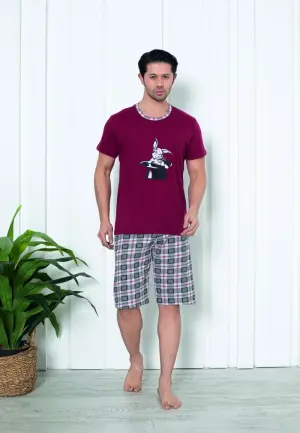 Pijamă Bărbați cu Mâneci Scurte și Pantaloni Scurți – Iepuraș Magic