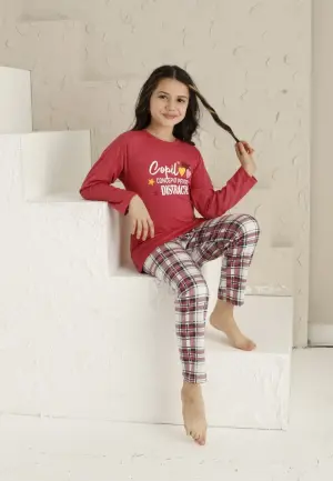 Pijama Fete Mânecă Lungă și Pantaloni Lungi, Roz – Distracție