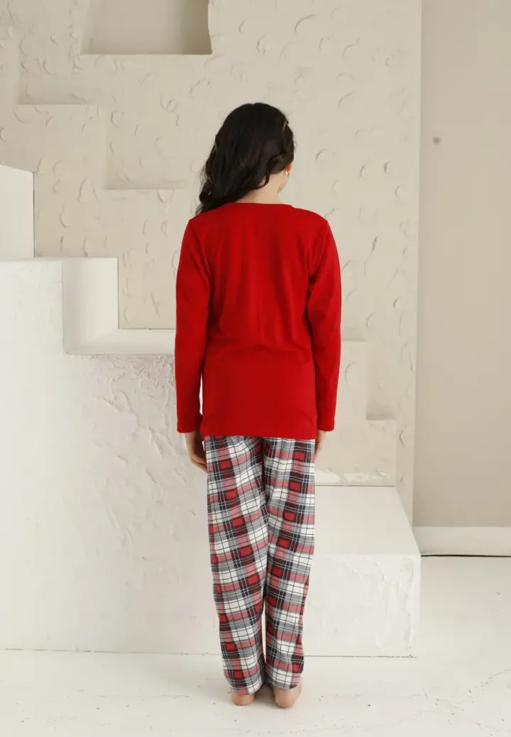 Pijama Fete Mânecă Lungă și Pantaloni Lungi, Roșu – Connected To Them