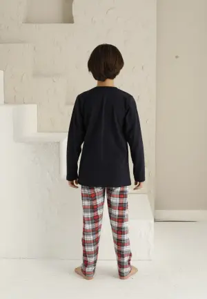 Pijama Băieți Mânecă Lungă, Pantaloni Lungi – Connected To Them, Bleumarin