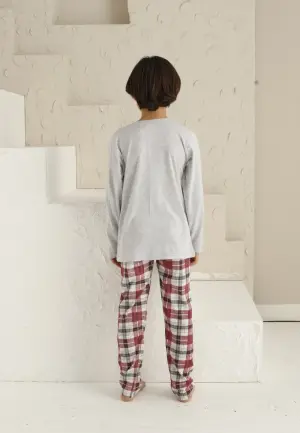Pijama Băieți Mânecă Lungă, Pantaloni Lungi – Super Kids, Gri