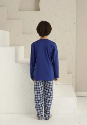 Pijama Băieți Mânecă Lungă, Pantaloni Lungi – Love Me, Albastru