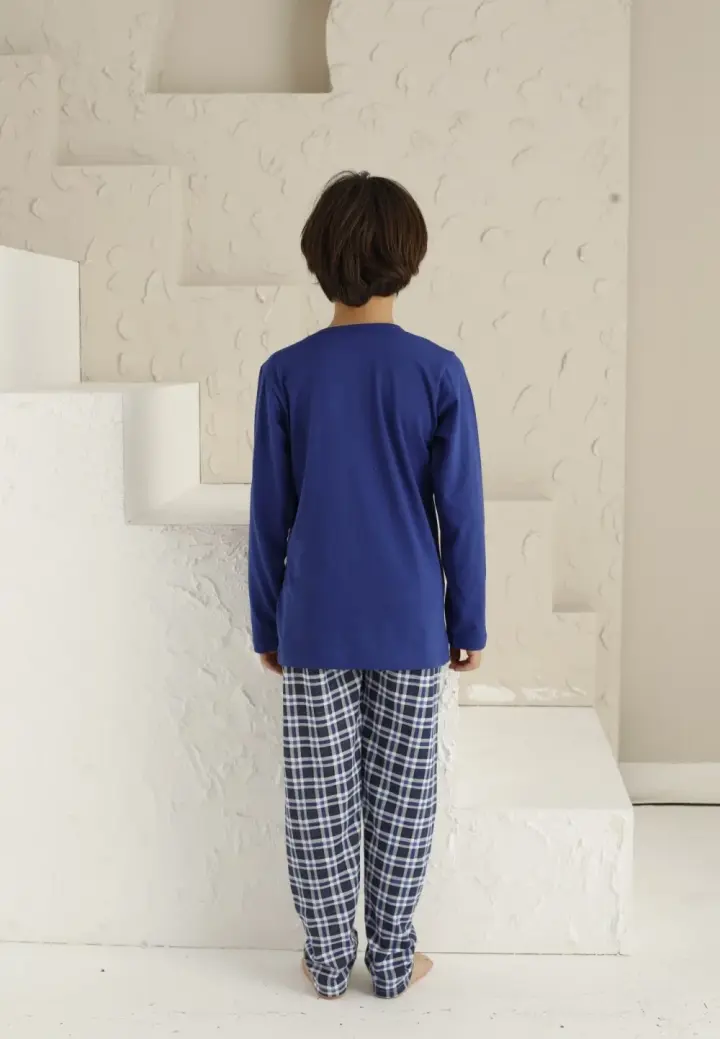 Pijama Băieți Mânecă Lungă, Pantaloni Lungi – Love Me, Albastru