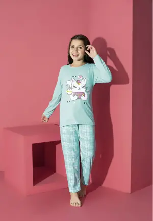 Pijama Fete Mânecă Lungă și Pantaloni Lungi, Pisica