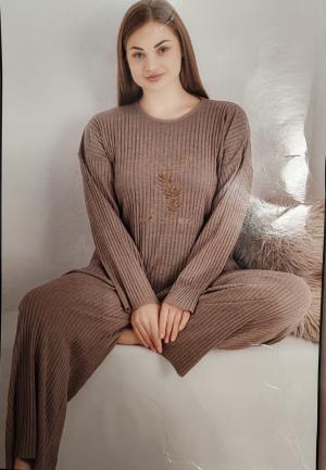 Pijama damă mărime mare plisată – culoare bej