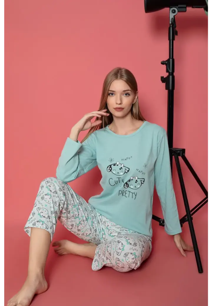 Pijama Dama Maneca Lunga si Pantaloni Lungi – Happy Cute Pretty