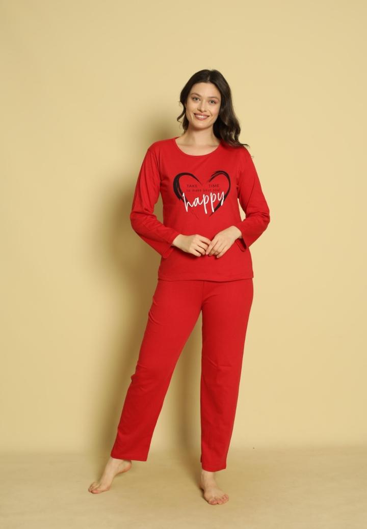 Pijama Dama Maneca Lunga și Pantaloni Lungi Happy