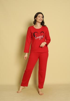 Pijama Dama Maneca Lunga și Pantaloni Lungi Happy