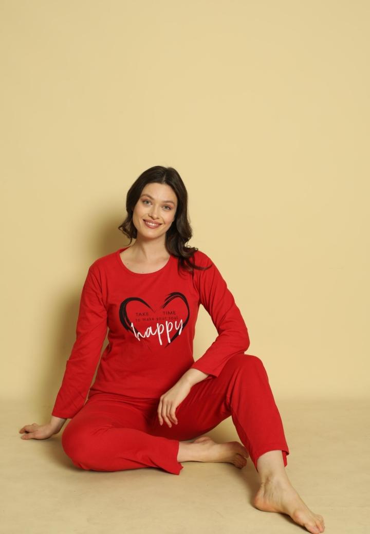 Pijama Dama Maneca Lunga și Pantaloni Lungi Happy