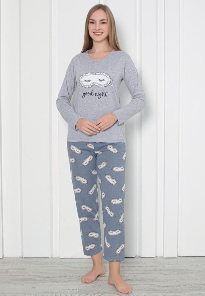 Pijama Damă Mâneca Lungă Pantalon Lung – Good Night, Gri