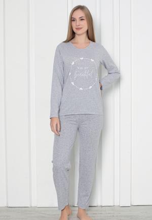 Pijama Damă Mâneca Lungă Pantalon Lunga – Beautiful, Gri