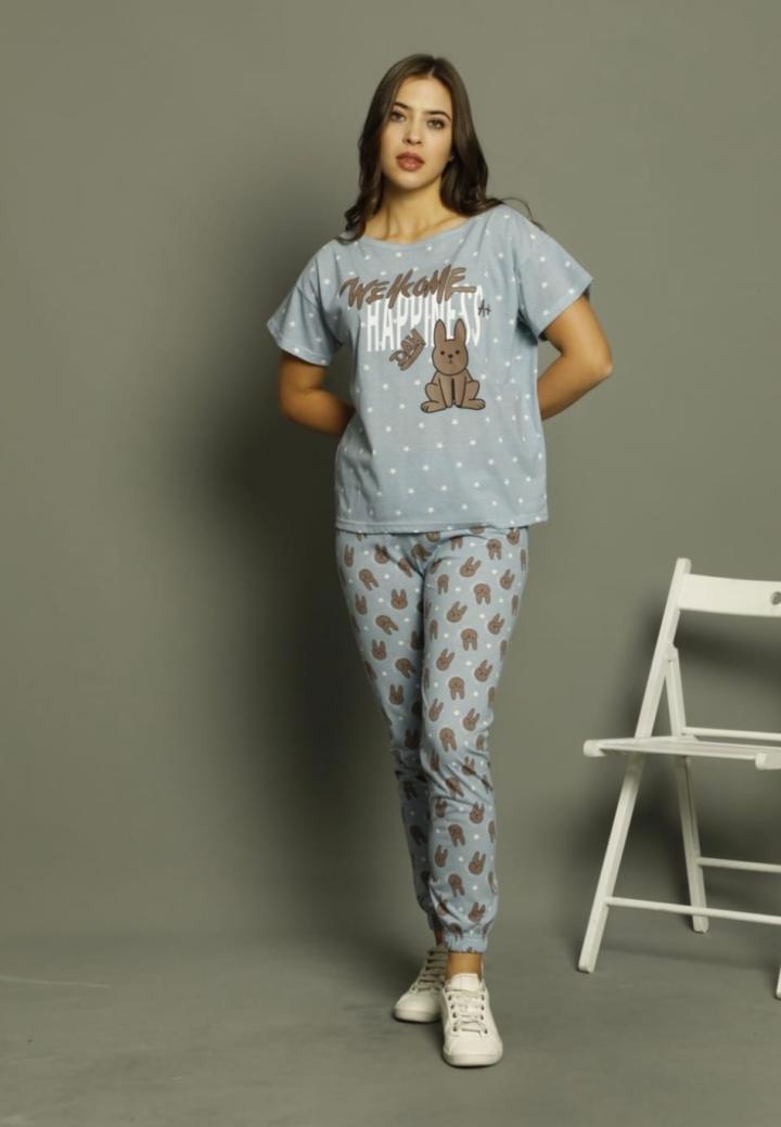 Pijama Damă Mânecă Scurtă și Pantaloni Lungi -Ieupurași