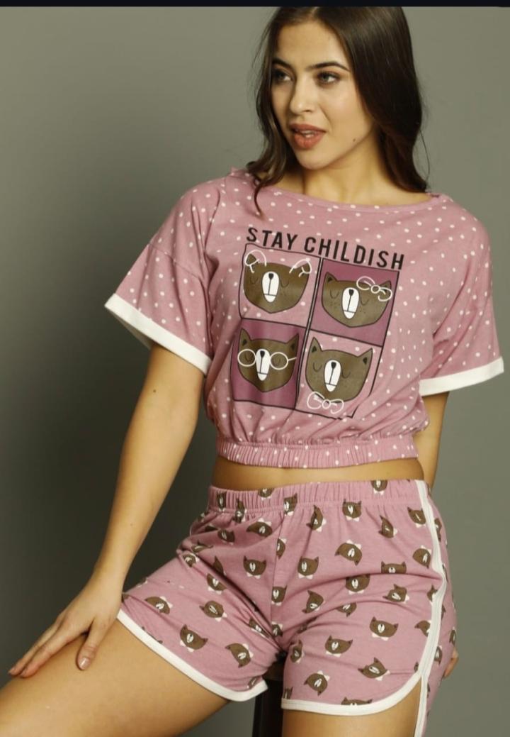 Pijama Damă Mânecă Scurtă și Pantaloni Scurți -Stay Childish