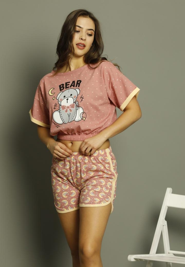 Pijama Damă cu Mânecă Scurtă și Pantaloni Scurți –Bear