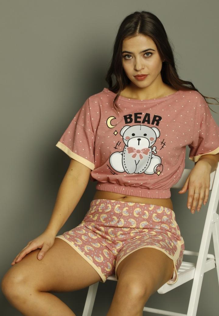 Pijama Damă cu Mânecă Scurtă și Pantaloni Scurți –Bear