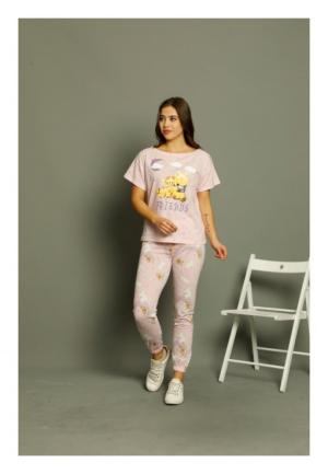 Pijamale Damă Mâneci Scurte și Pantaloni Lungi –Doi Urșuleți