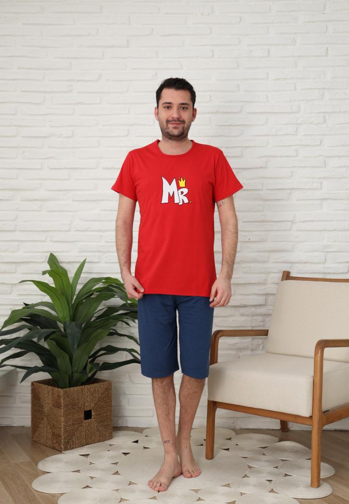 Pijama bărbat cu mânecă scurtă și pantaloni trei sferturi - Print MR
