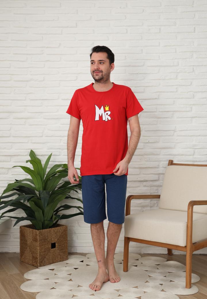 Pijama bărbat cu mânecă scurtă și pantaloni trei sferturi - Print MR
