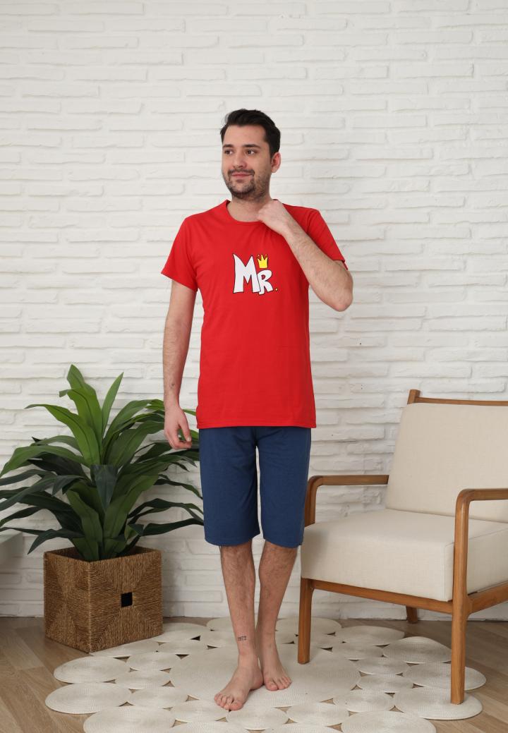 Pijama bărbat cu mânecă scurtă și pantaloni trei sferturi - Print MR