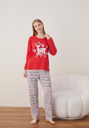 Pijamale Crăciun Damă – Model Ren Roșu