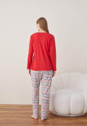 Pijamale Crăciun Damă – Model Ren Roșu