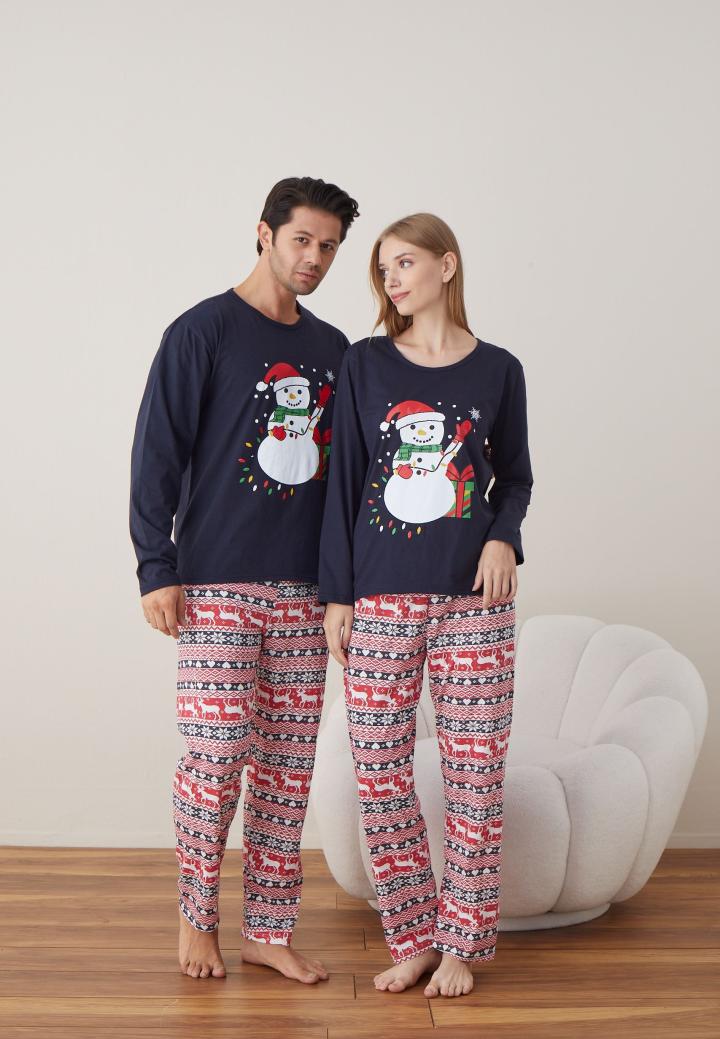 Pijamale Cuplu Crăciun – Om de Zăpadă,