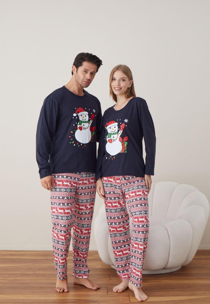 Pijamale Cuplu Crăciun – Om de Zăpadă,