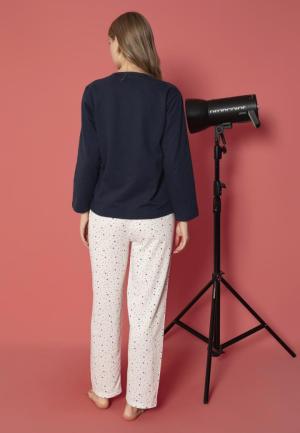 Pijama Damă Vătuită cu Mâneci Lungi, Bleumarin