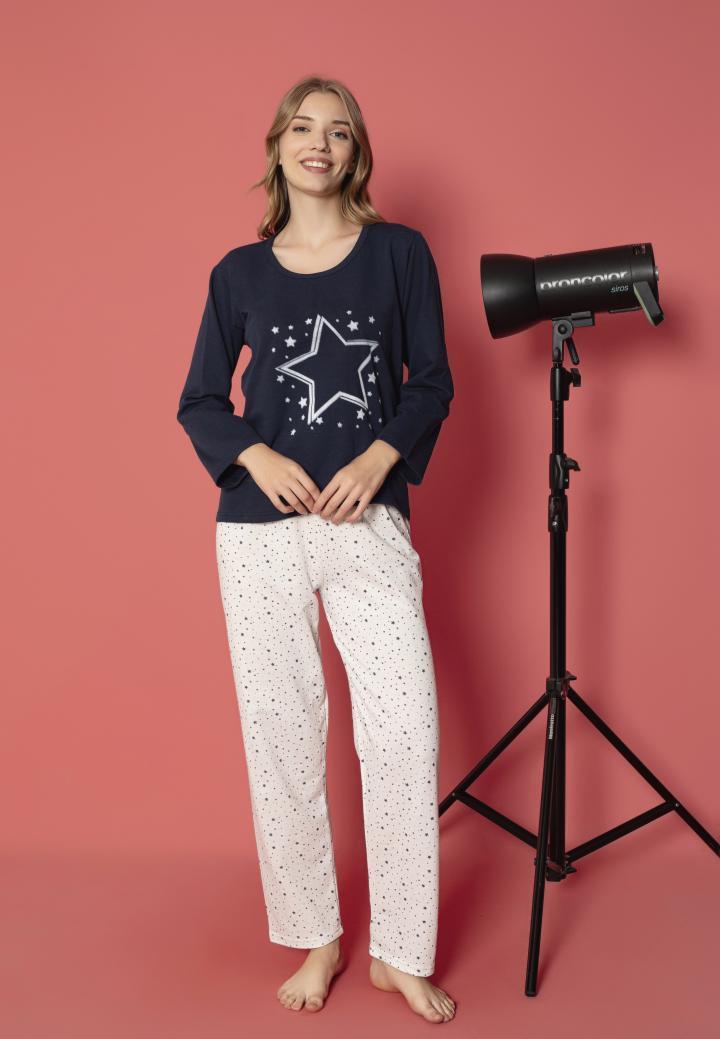 Pijama Damă Vătuită cu Mâneci Lungi – Model Stele