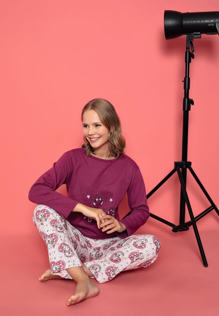 Pijama Damă Vătuită cu Mâneci Lungi – Model Teddy Bear