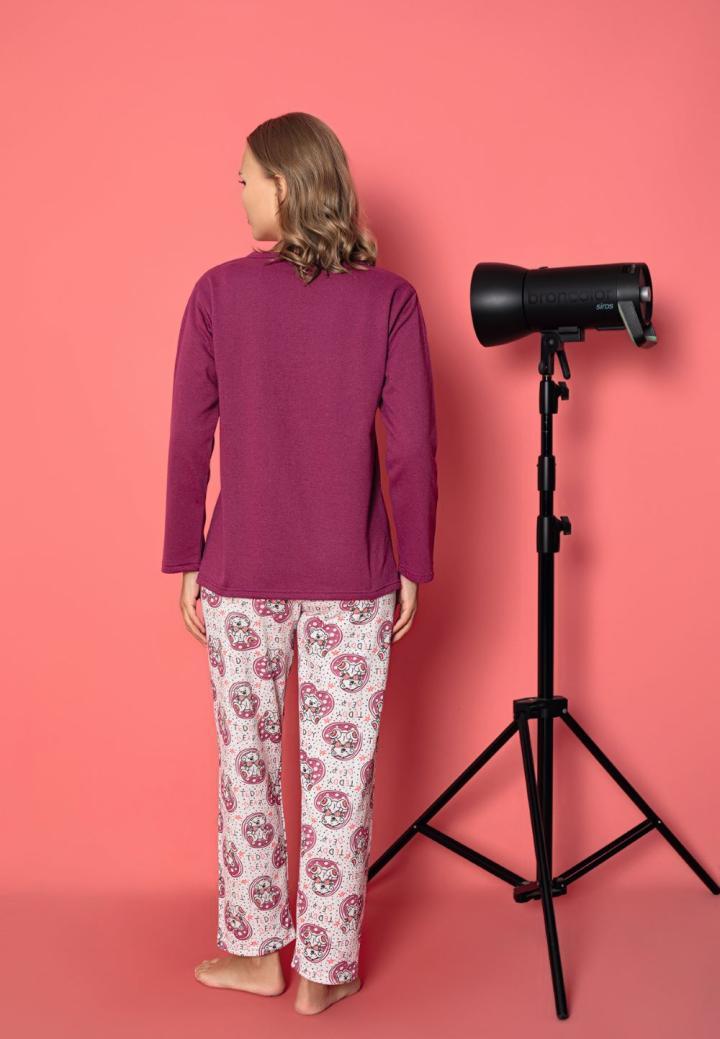 Pijama Damă Vătuită cu Mâneci Lungi – Model Teddy Bear