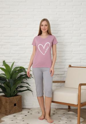 Pijama dama din bumcac ,maneca scurta pantaloni trei sferturi,imprimeu mama