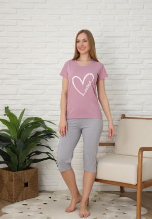 Pijama dama din bumcac ,maneca scurta pantaloni trei sferturi,imprimeu mama