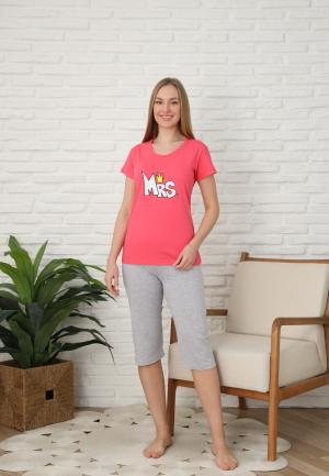 Pijama Dama cu Mâneca Scurtă și Pantaloni Trei Sferturi - Print MRS