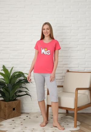 Pijama Dama cu Mâneca Scurtă și Pantaloni Trei Sferturi - Print MRS