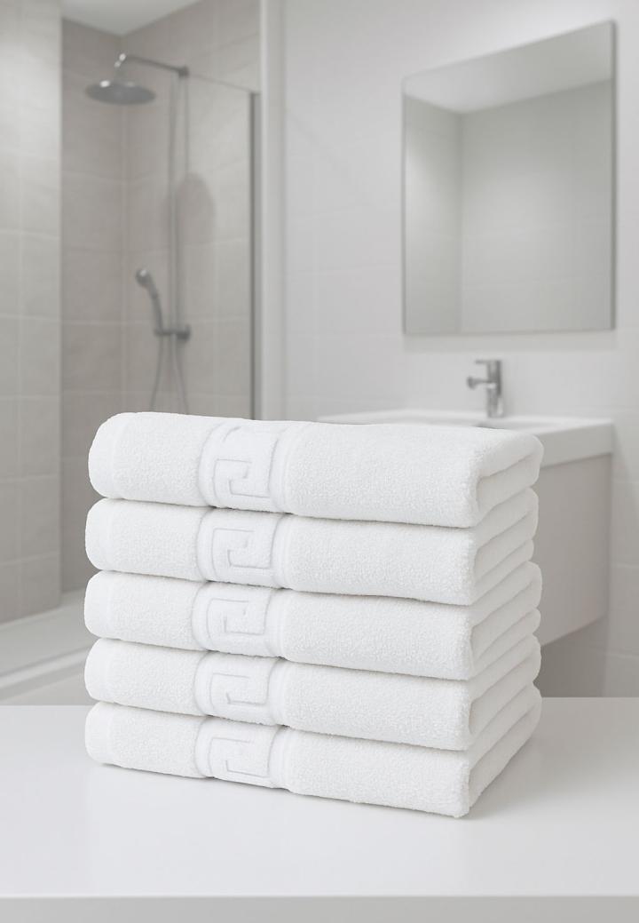 Set 5 prosoape bumbac, 50x90 cm, 500g Alb