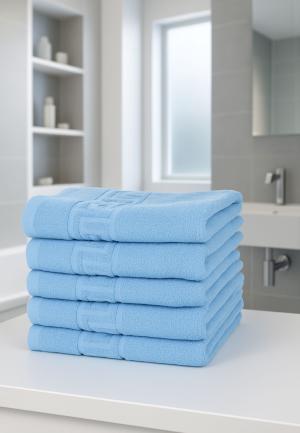 Set 5 prosoape bumbac, 50x90 cm, 500g Albastru Deschis