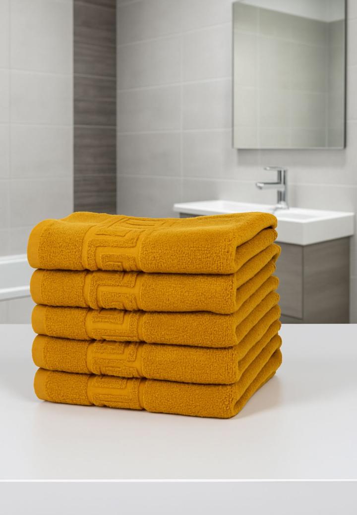 Set 5 prosoape bumbac, 50x90 cm, 500g Mustar