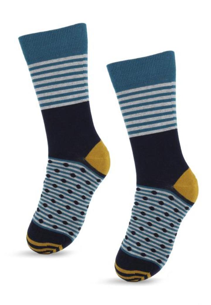 Șosete Bărbați Bumbac Organic Fără Cusătura cu Dungi și Buline