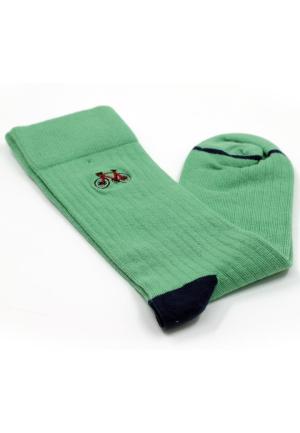 Șosete Bărbați Bumbac Organic – Model cu Bicicletă, Fără Cusătură, Verde