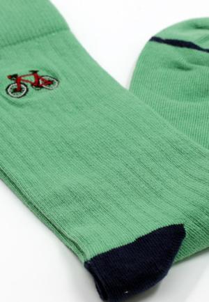 Șosete Bărbați Bumbac Organic – Model cu Bicicletă, Fără Cusătură, Verde