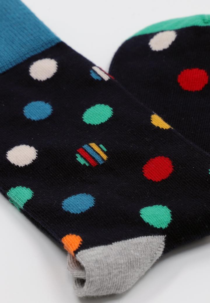 Șosete Bărbați Bumbac Organic – Model cu Buline, Fără Cusătură, Bleumarin