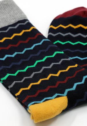 Șosete Bărbați Bumbac Organic – Model Zigzag, Fără Cusătură, Bleumarin