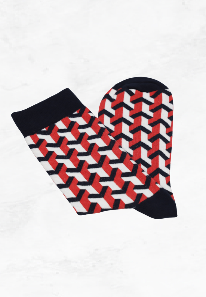 Șosete Bărbați cu Carouri, Vesele, Fără Cusătură, Rosu