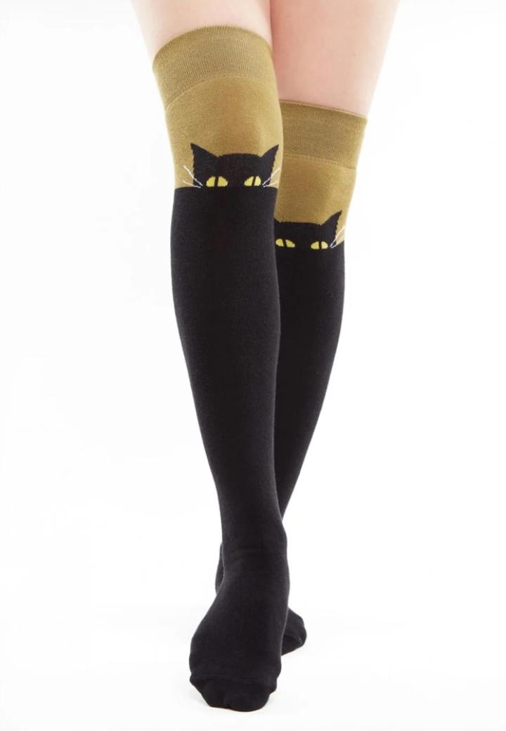 Șosete Vesele Peste Genunchi Pisică